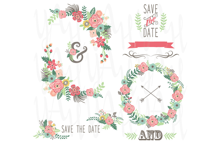 Wedding Floral Wreath Set in Illustrations - product preview 8