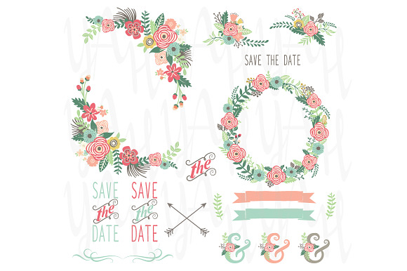 Wedding Floral Wreath Set in Illustrations - product preview 1