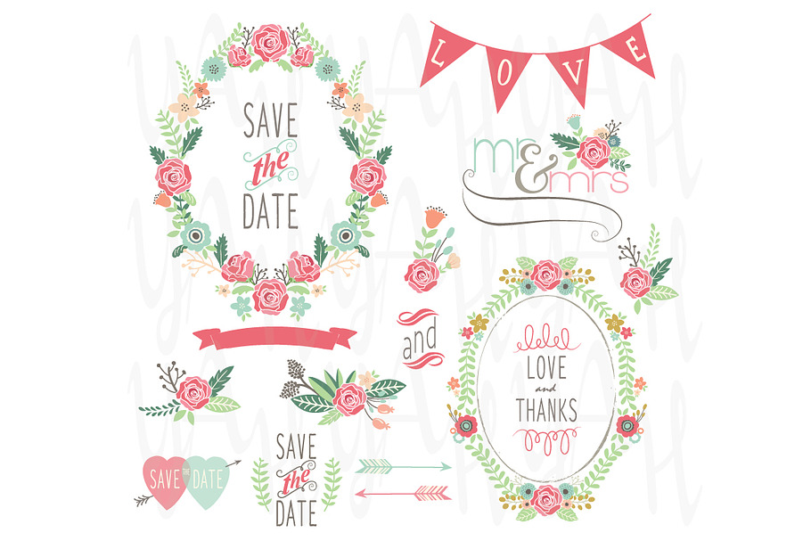 Wedding Wreath Elements in Illustrations - product preview 8