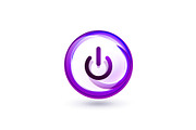 Glass transparent effect power start button, on off icon, vector UI or app symbol design