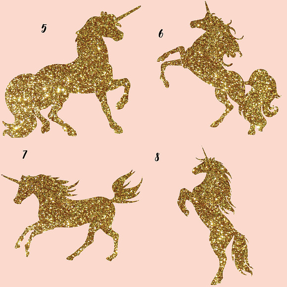 Gold Glitter and Galaxy Unicorns in Illustrations - product preview 2