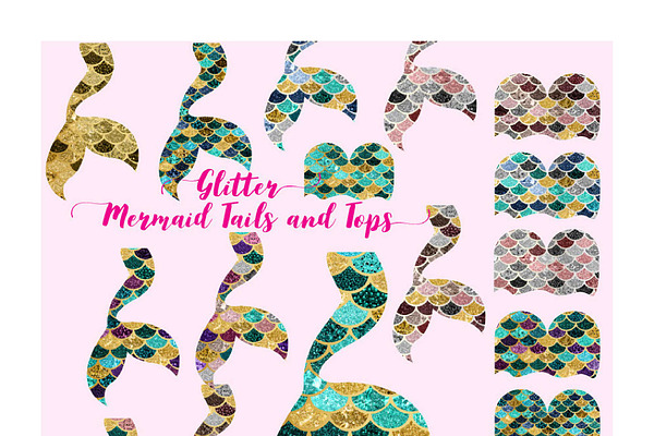 Mermaid Tails and Tops Clipart