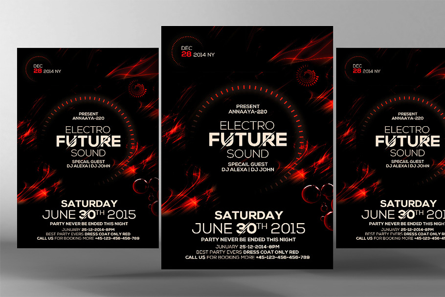 Electro Future Sound Party Flyer in Flyer Templates - product preview 8