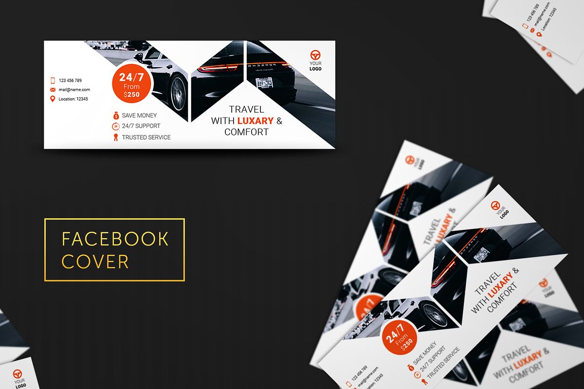Rent a Car Facebook Cover #013 in Facebook Templates - product preview 8