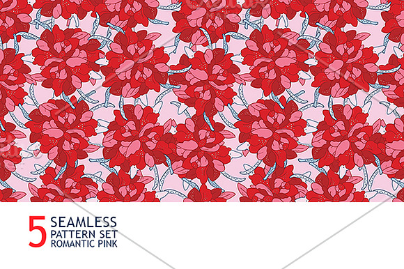 5 romantic pink seamless pattern set in Patterns - product preview 1
