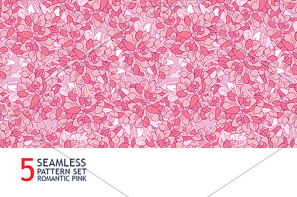 5 romantic pink seamless pattern set in Patterns - product preview 2