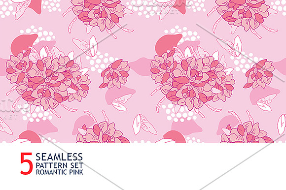 5 romantic pink seamless pattern set in Patterns - product preview 3