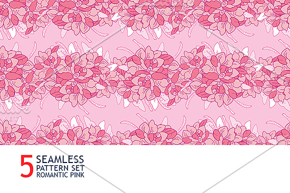 5 romantic pink seamless pattern set in Patterns - product preview 4