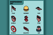 Independence day color icons