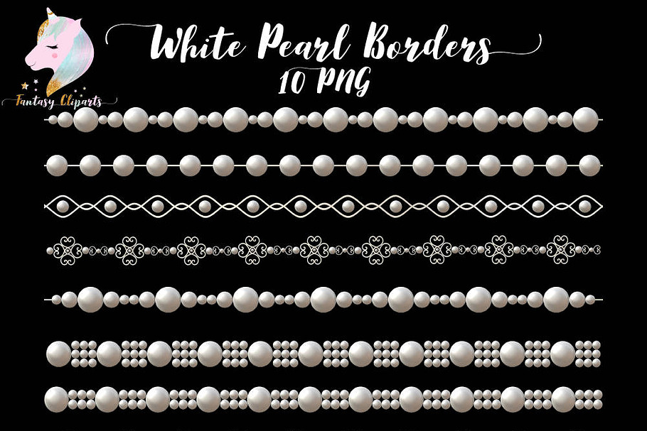White Pearl Borders Clipart
