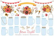 Fall Wedding Mason Jar Cliparts