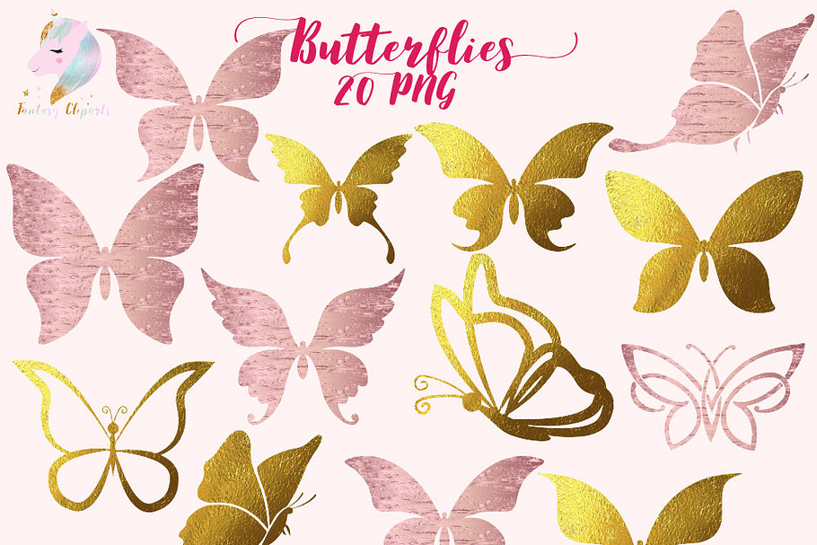 Butterflies Silhouette Clipart in Illustrations - product preview 8