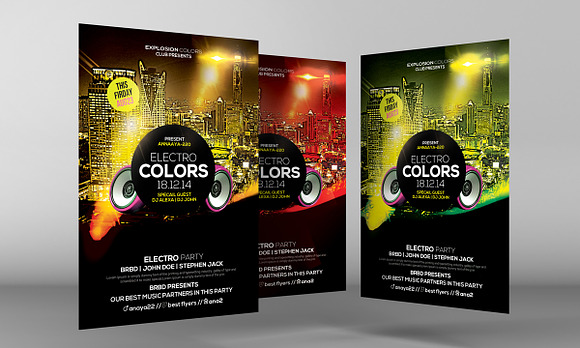 Electro Colors Flyer in Flyer Templates - product preview 2