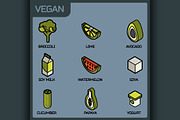 Vegan life color outline icons