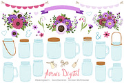 Purple Wedding Mason Jar Cliparts