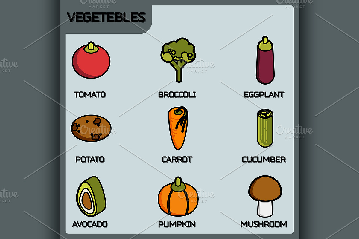 Vegetebles color outline icons in Illustrations - product preview 8