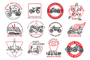 12 motorcycle and sport emblems