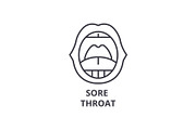 sore throat thin line icon, sign, symbol, illustation, linear concept, vector 