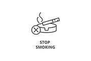 stop smoking thin line icon, sign, symbol, illustation, linear concept, vector 