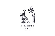 therapist visit thin line icon, sign, symbol, illustation, linear concept, vector 
