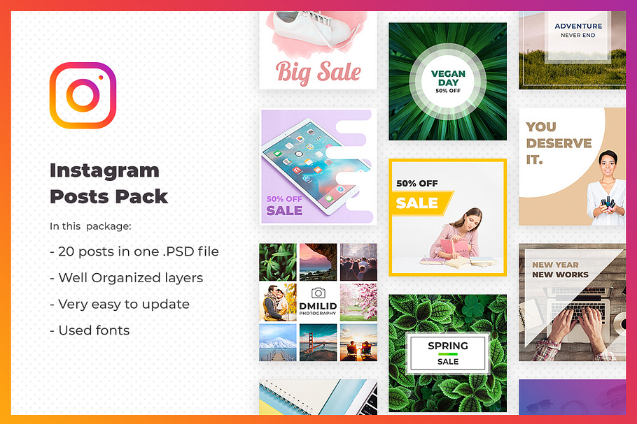 20 Instagram Posts Pack in Instagram Templates - product preview 8