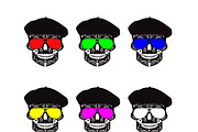 Collection skulls with hat and sungl