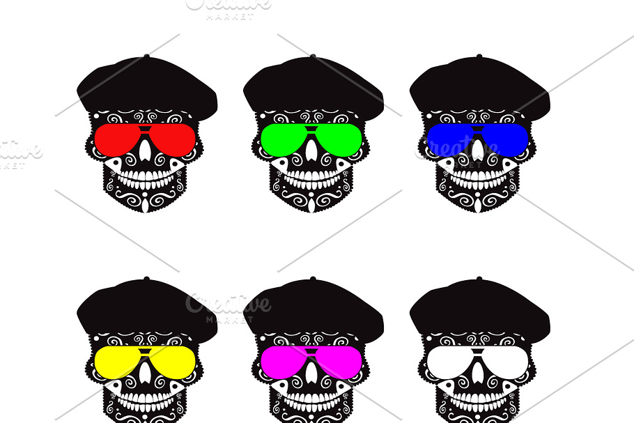 Collection skulls with hat and sungl in Graphics - product preview 8