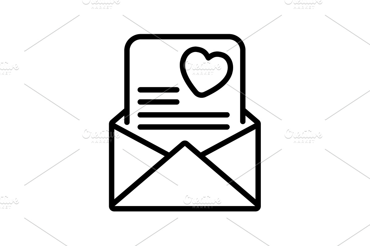 Web line icon. Love Letter. black  in Graphics - product preview 8