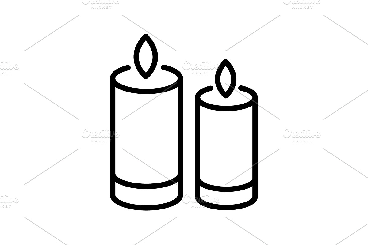 Web line icon. Two candles. black  in Graphics - product preview 8