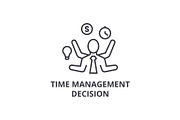 time management decision thin line icon, sign, symbol, illustation, linear concept, vector 