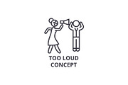 too loud concept thin line icon, sign, symbol, illustation, linear concept, vector 