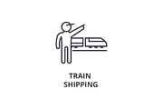 train shipping thin line icon, sign, symbol, illustation, linear concept, vector 