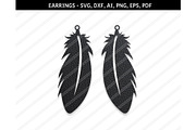 Feather earrings,svg,dxf,ai,eps,png