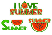 Illustration watermelon, I Love summer, summer singl