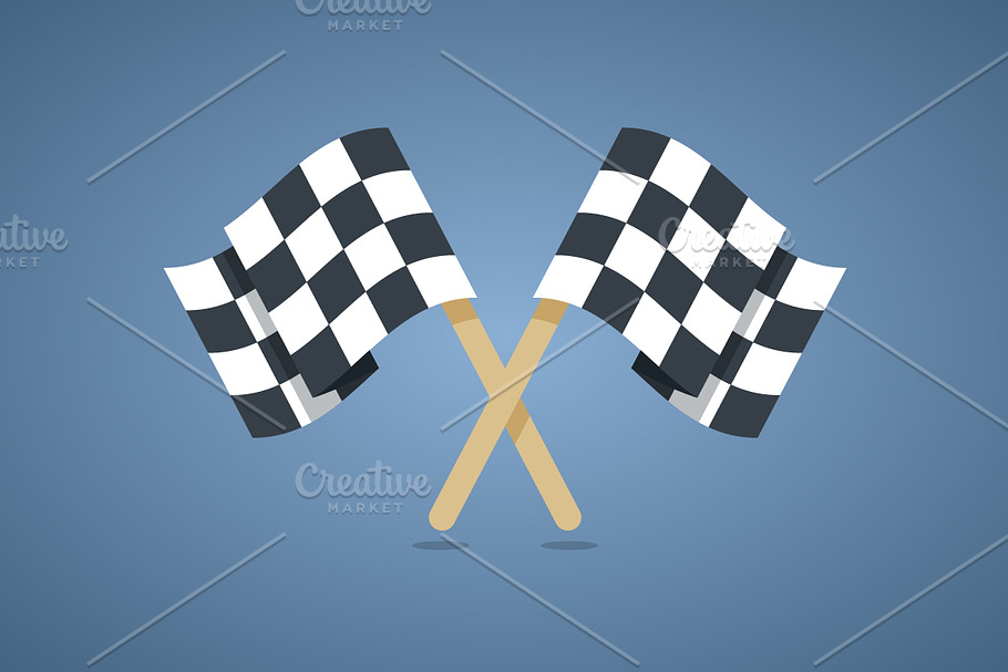 Two crossed checkered racing flags in Illustrations - product preview 8
