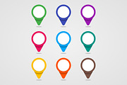 Set of colorful map pointer.