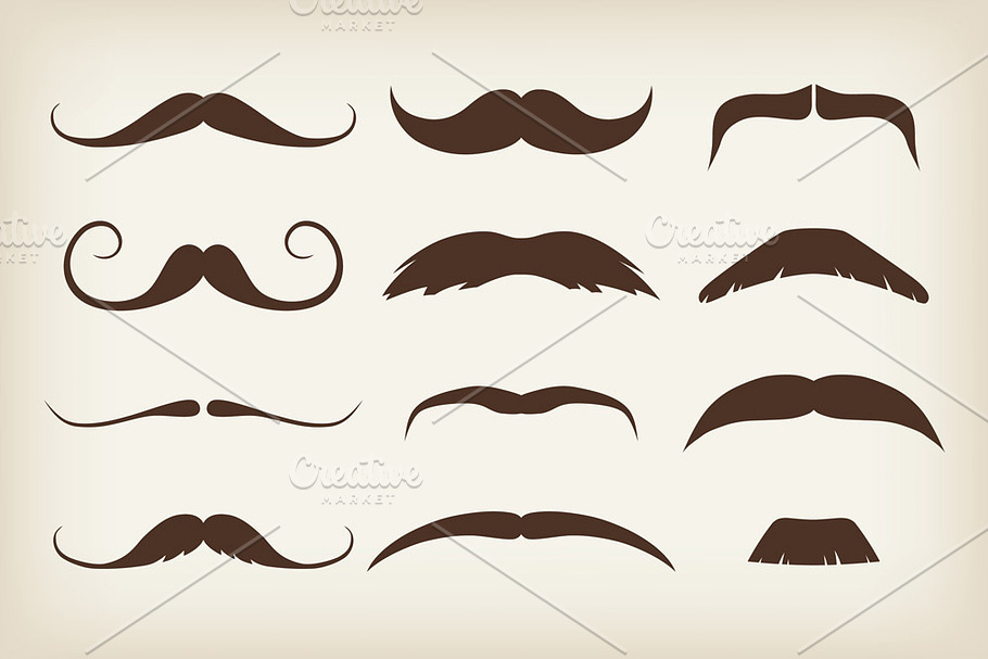 Retro Moustaches Set in Illustrations - product preview 8
