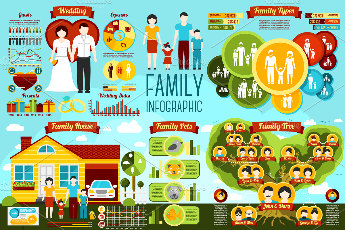 Set of Family Infographics in Illustrations - product preview 8