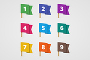 Set of colorful flags with numbers