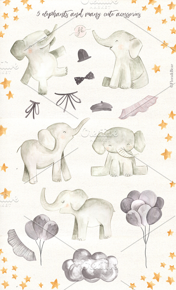 Baby Elephants in Illustrations - product preview 1