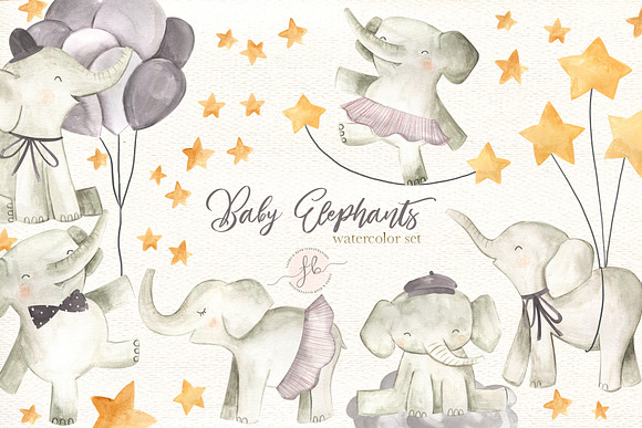 Baby Elephants in Illustrations - product preview 5