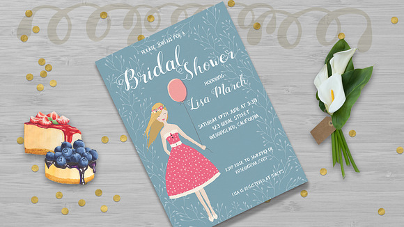 Bridal Shower Invitation Card Templa in Card Templates - product preview 1