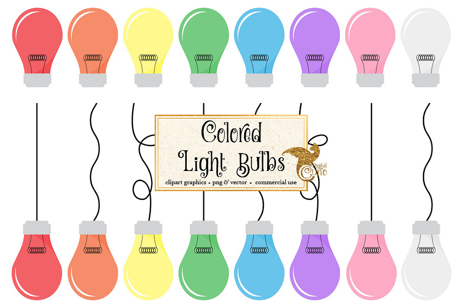 Colorful Light Bulb Vector Clipart in Illustrations - product preview 8