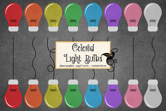 Colorful Light Bulb Vector Clipart in Illustrations - product preview 1