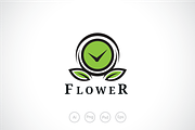 Clock Flower Logo Template