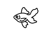 Web line icon. Gold fish. black 