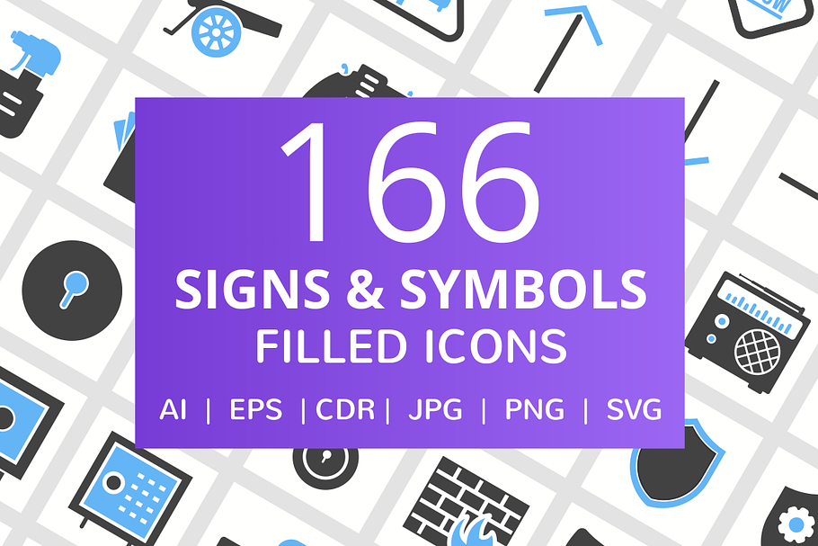 166 Signs & Symbols Filled Icons in Graphics - product preview 8