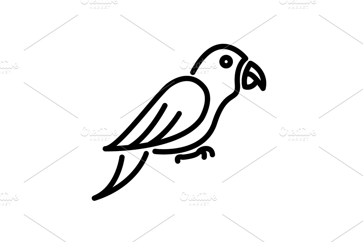 Web line icon. Parrot. black  in Graphics - product preview 8