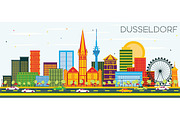 Dusseldorf Skyline with Color 