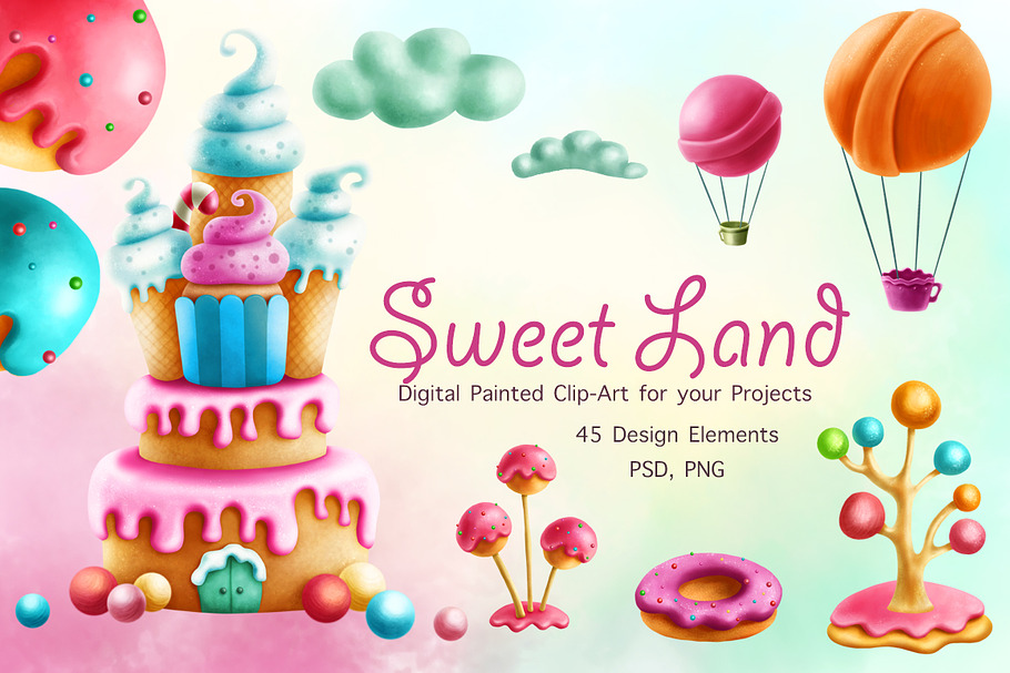Sweet Land Clip Art in Illustrations - product preview 8